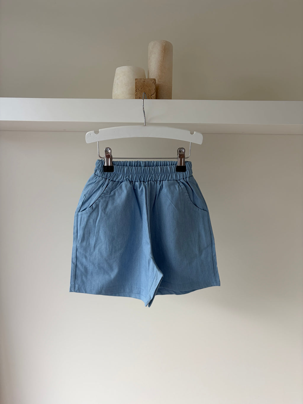 Blauwe baggy short - unisex met zakken