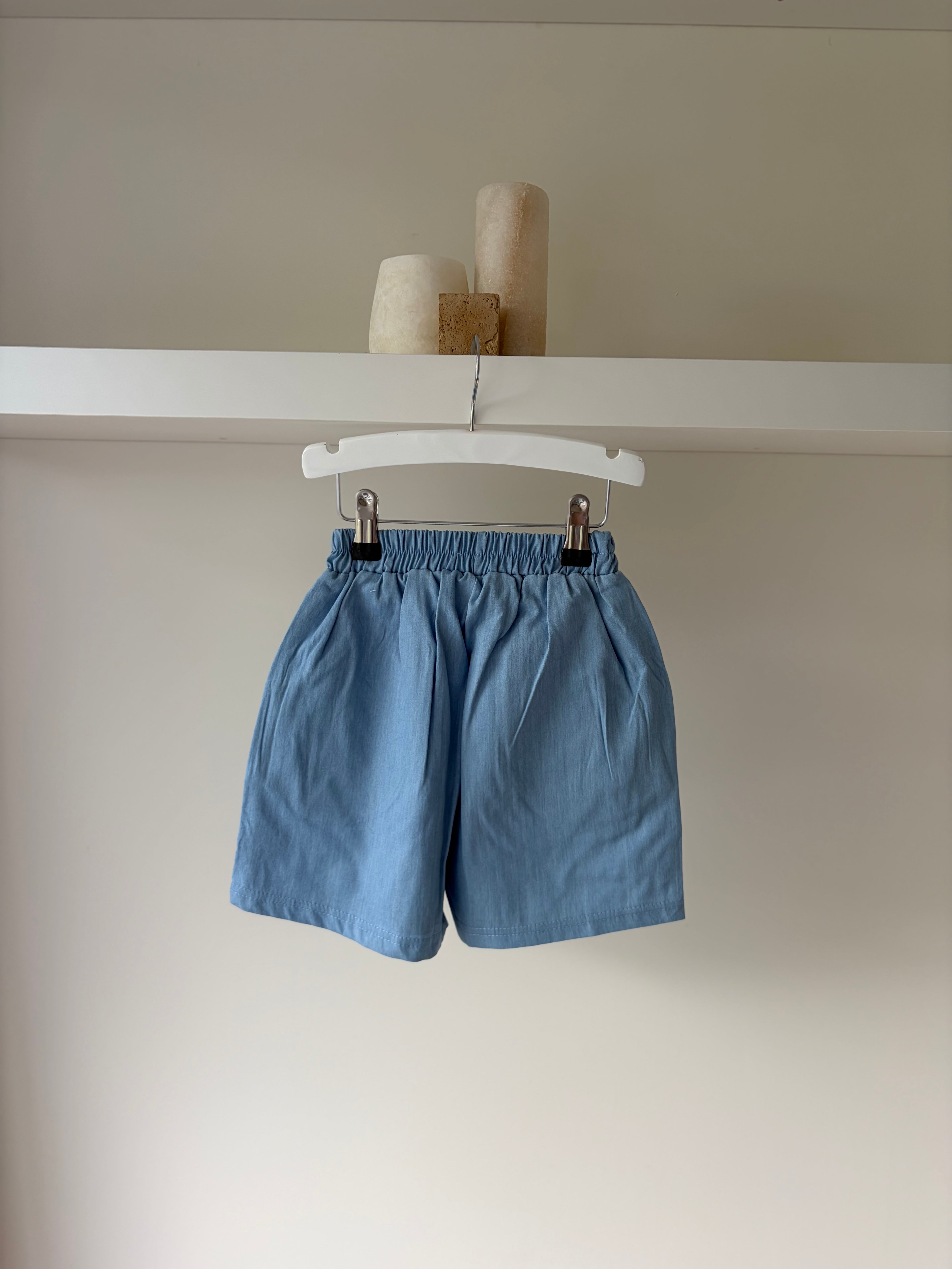Blauwe baggy short - unisex met zakken