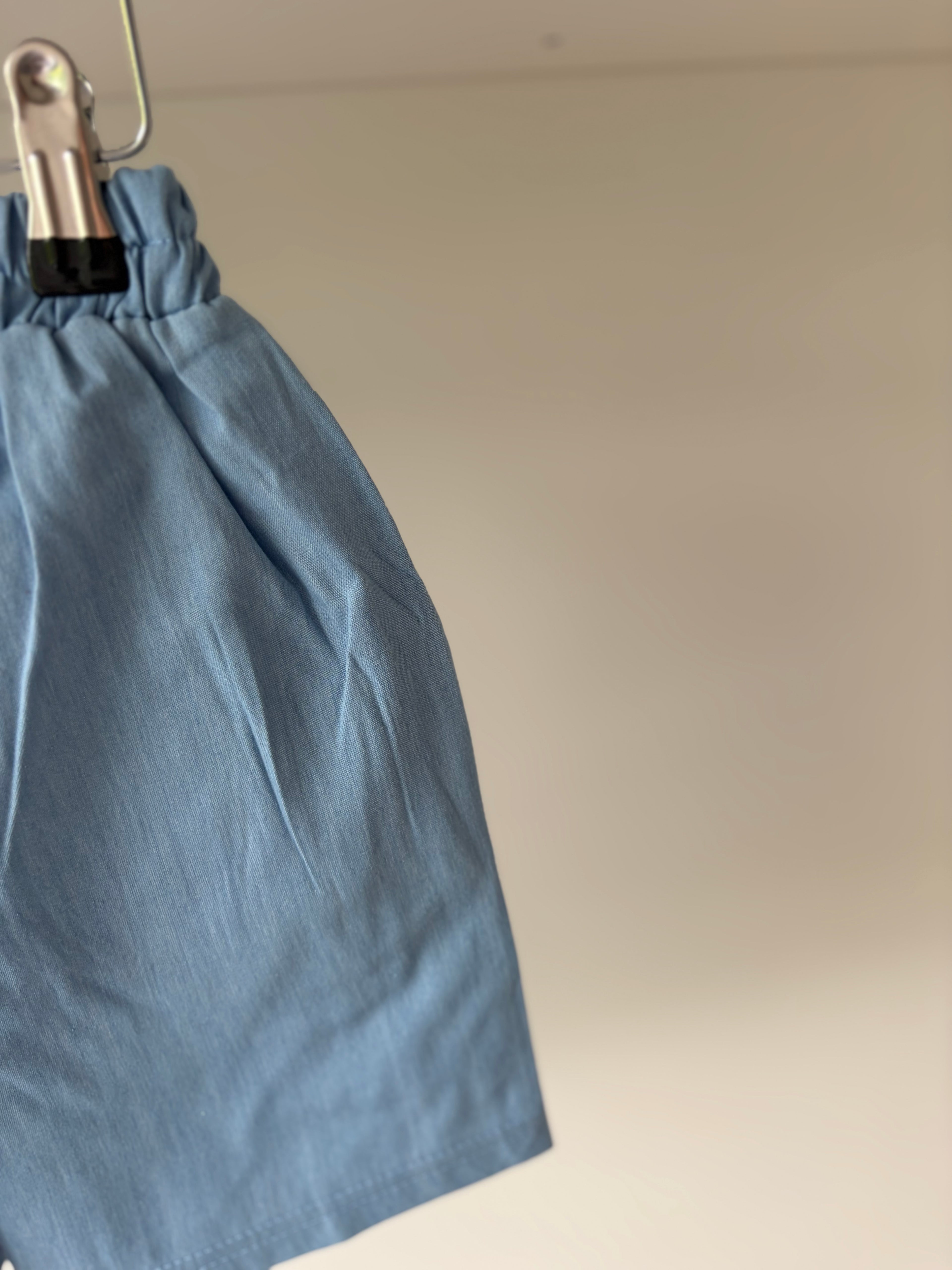 Blauwe baggy short - unisex met zakken