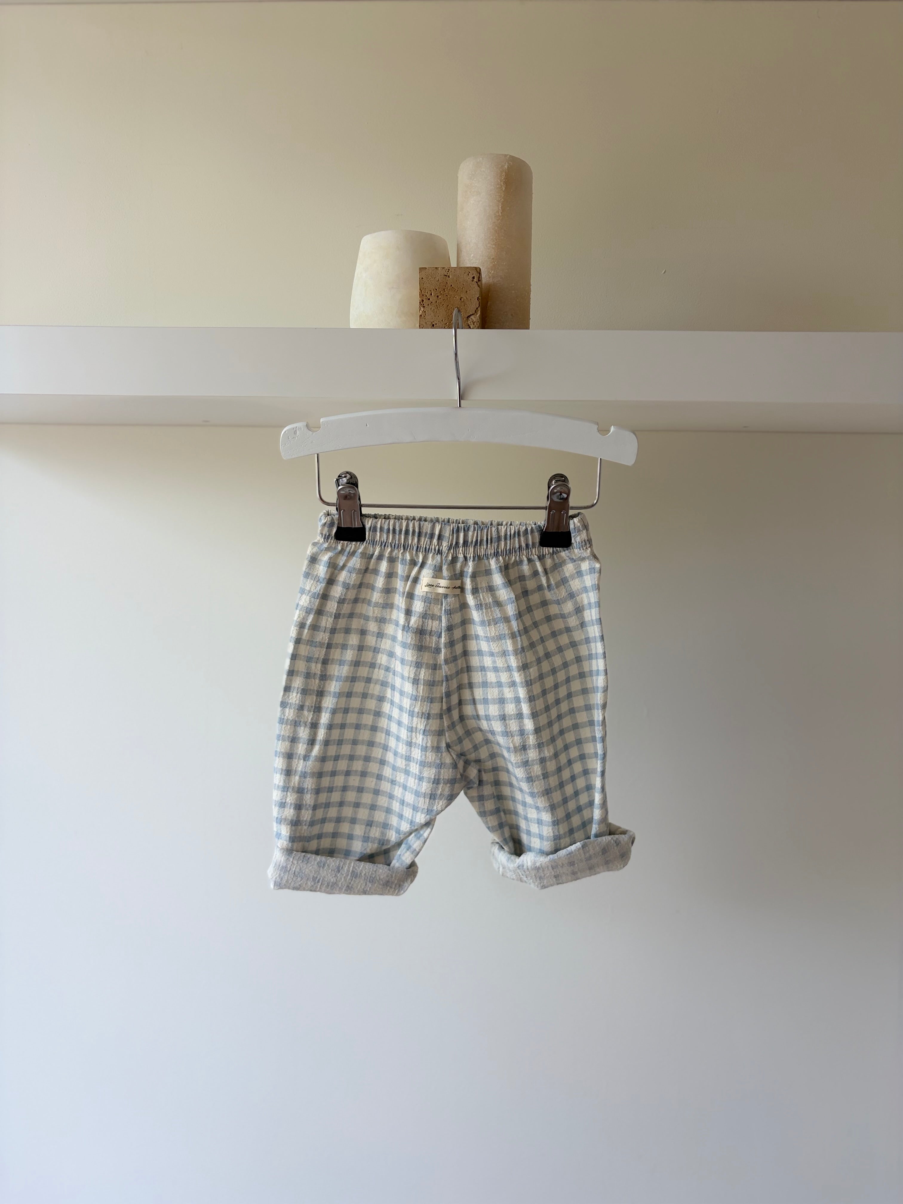 Licht blauwe vichy broek