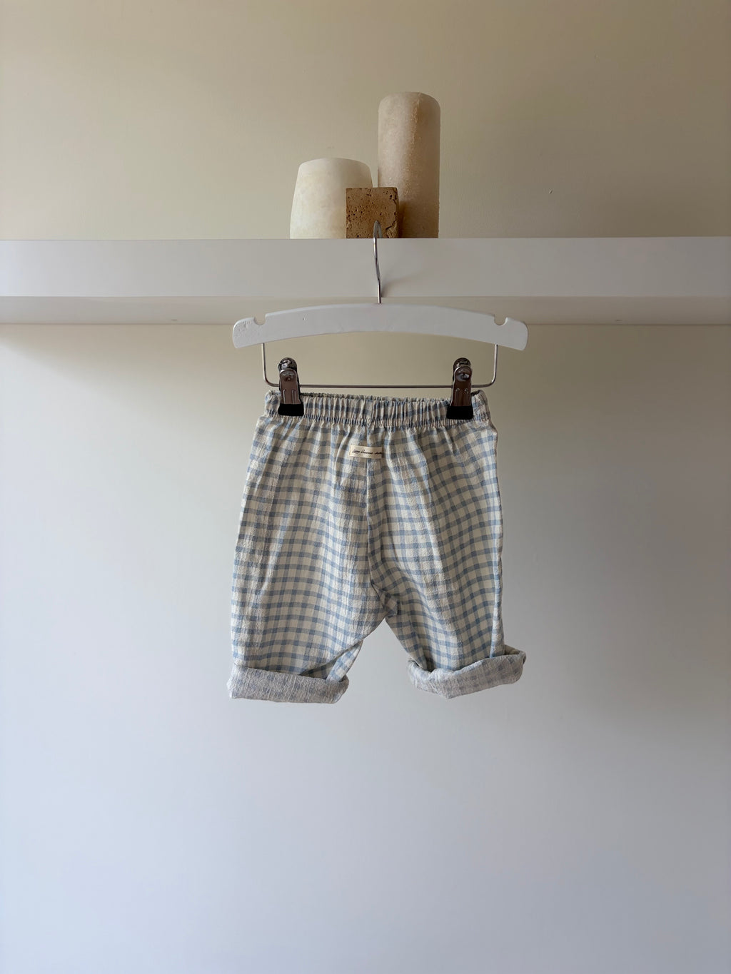 Licht blauwe vichy broek