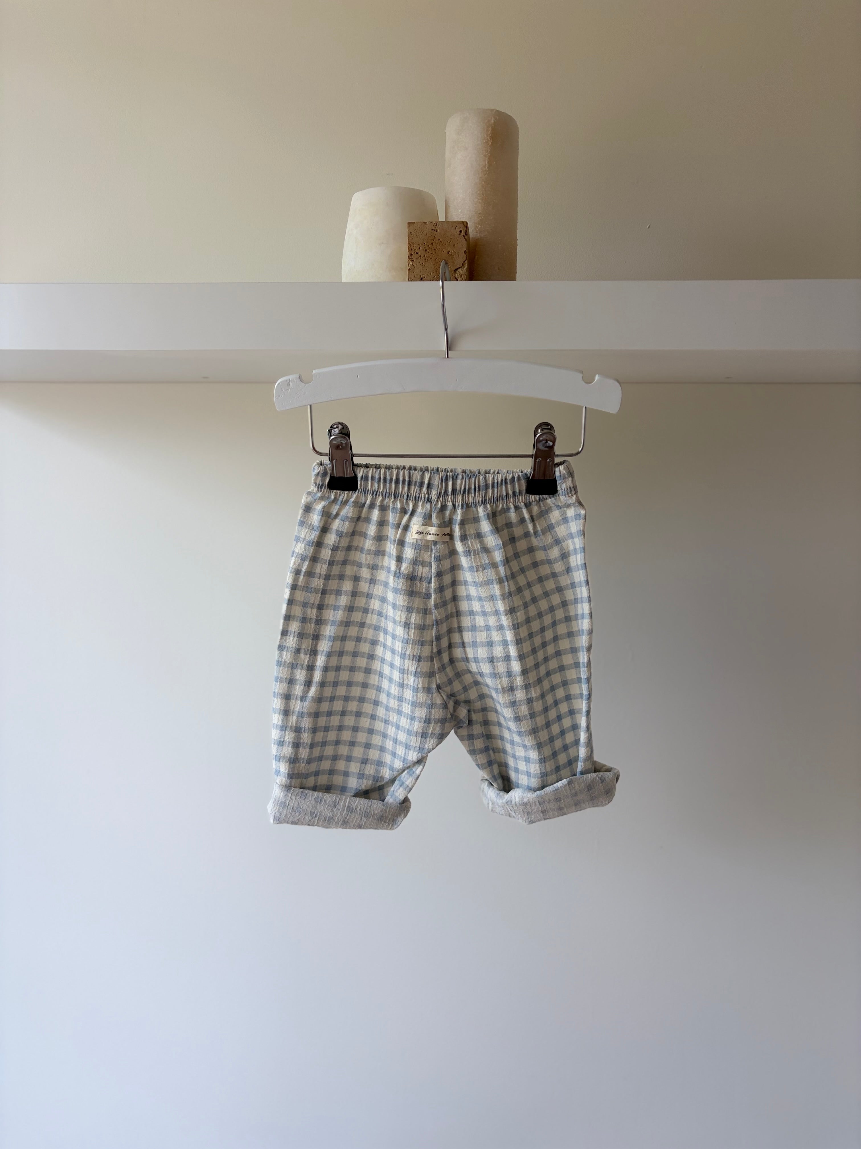 Licht blauwe vichy broek