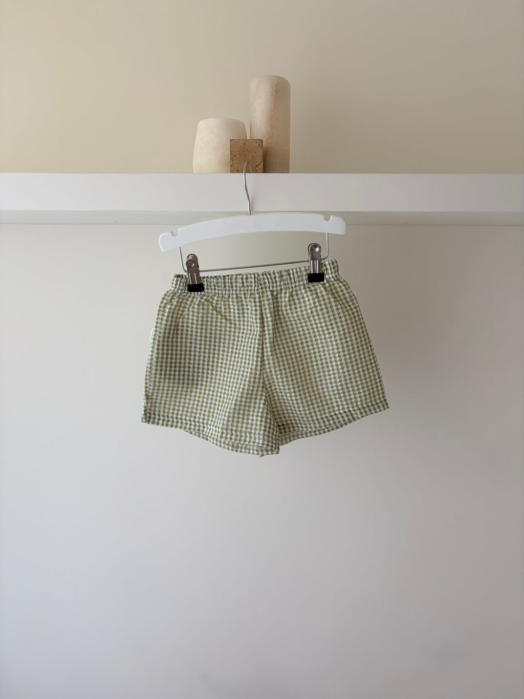 Geruite short- groen