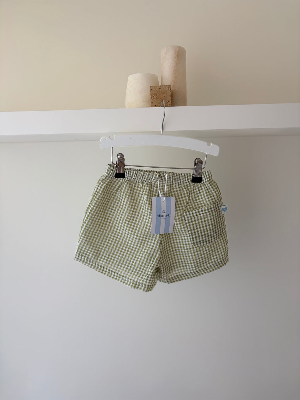 Geruite short- groen