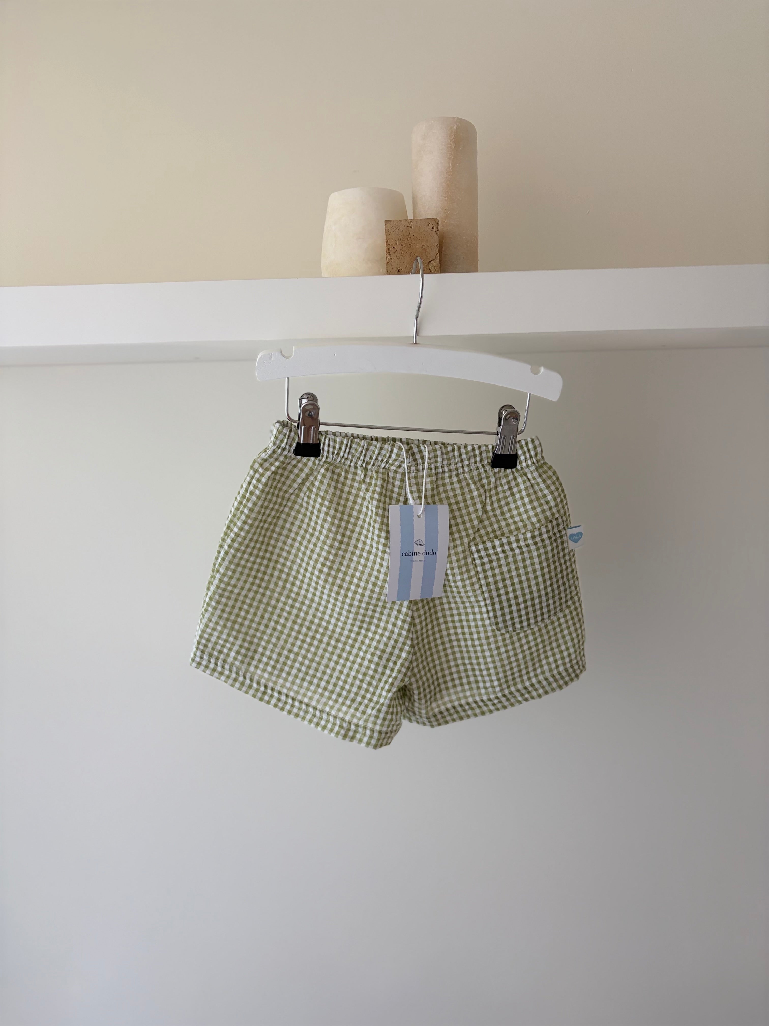 Geruite short- groen