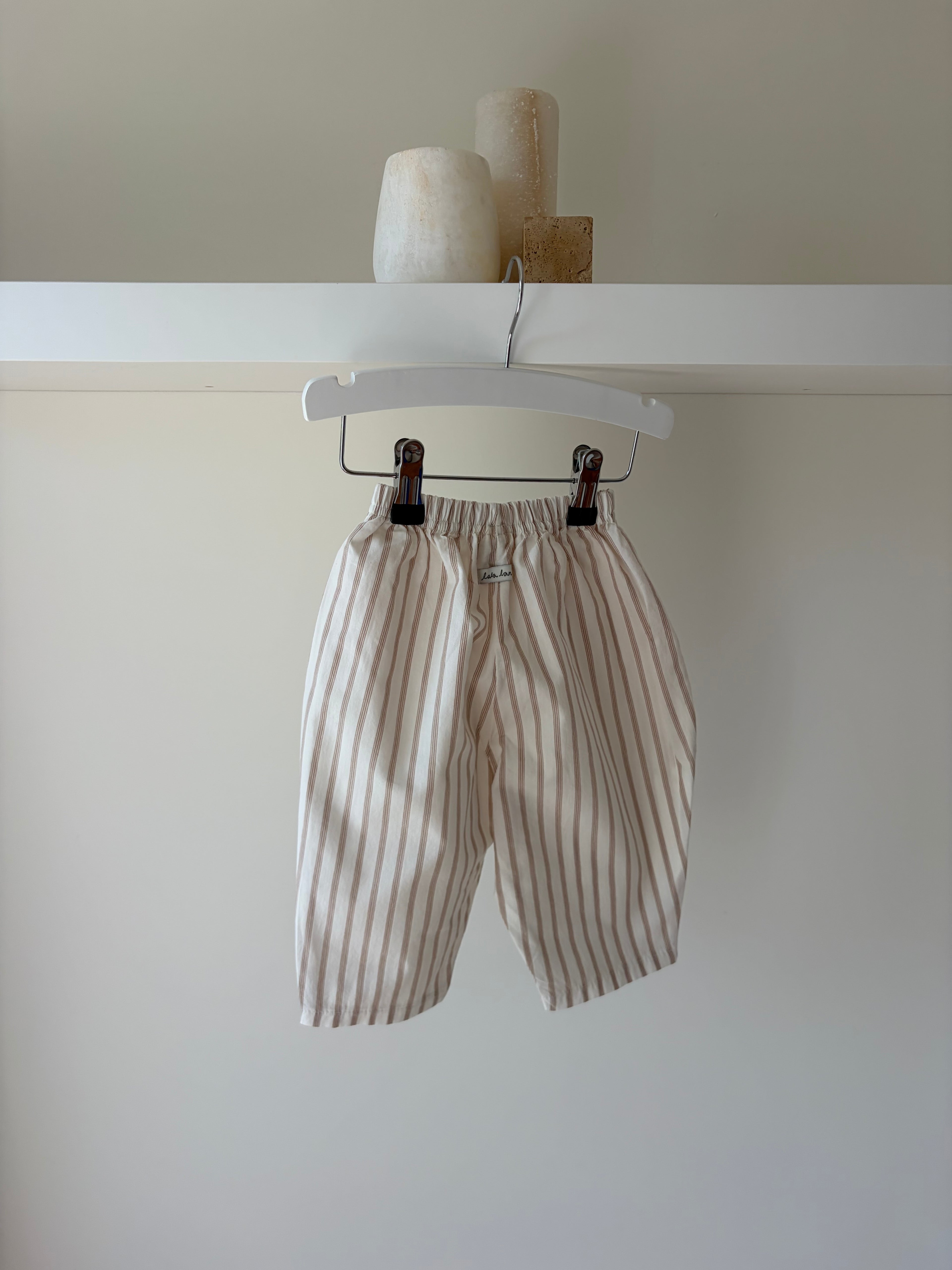Gestreepte broek - beige