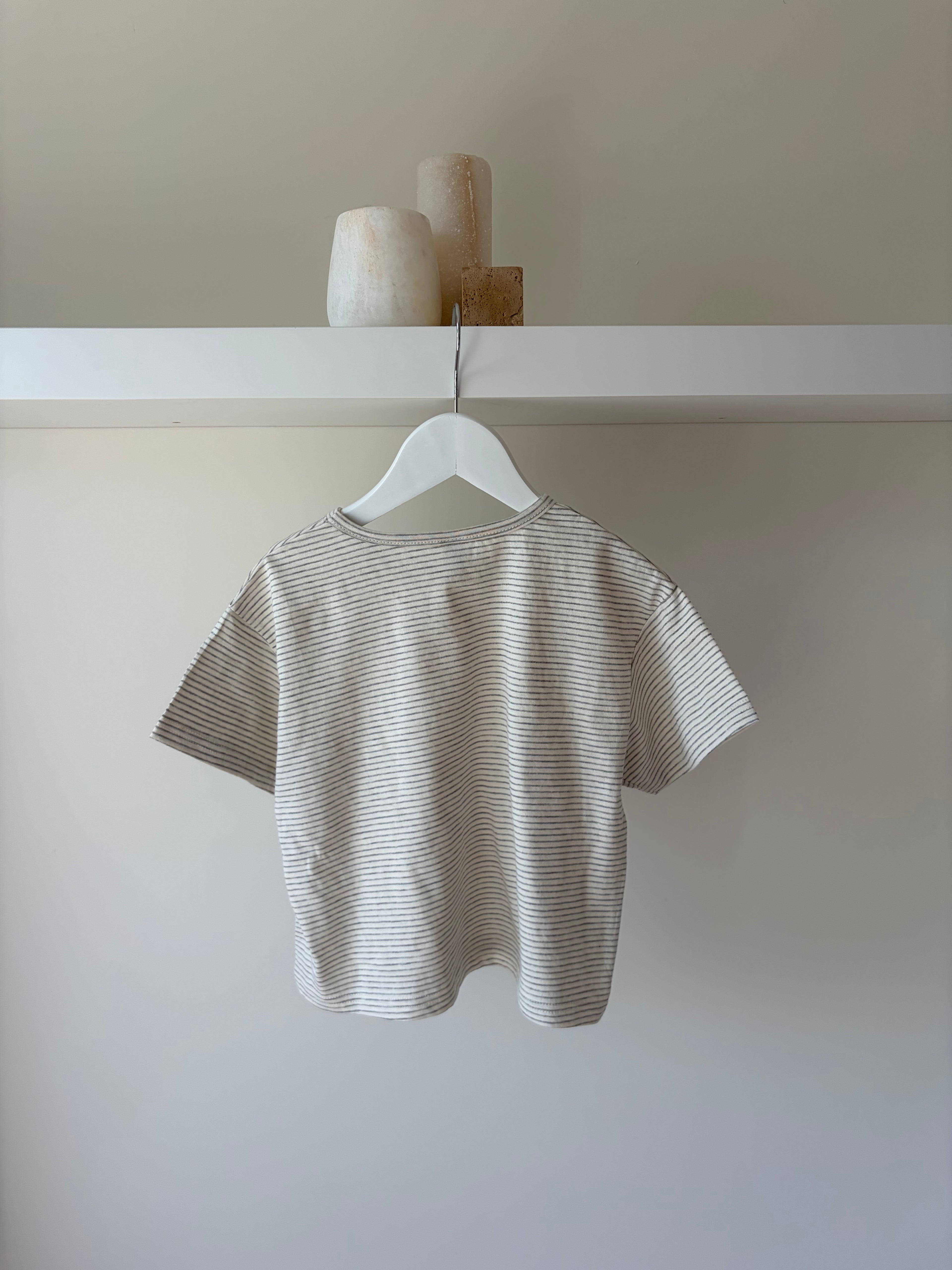 Oversized gestreept tee – grijs & wit