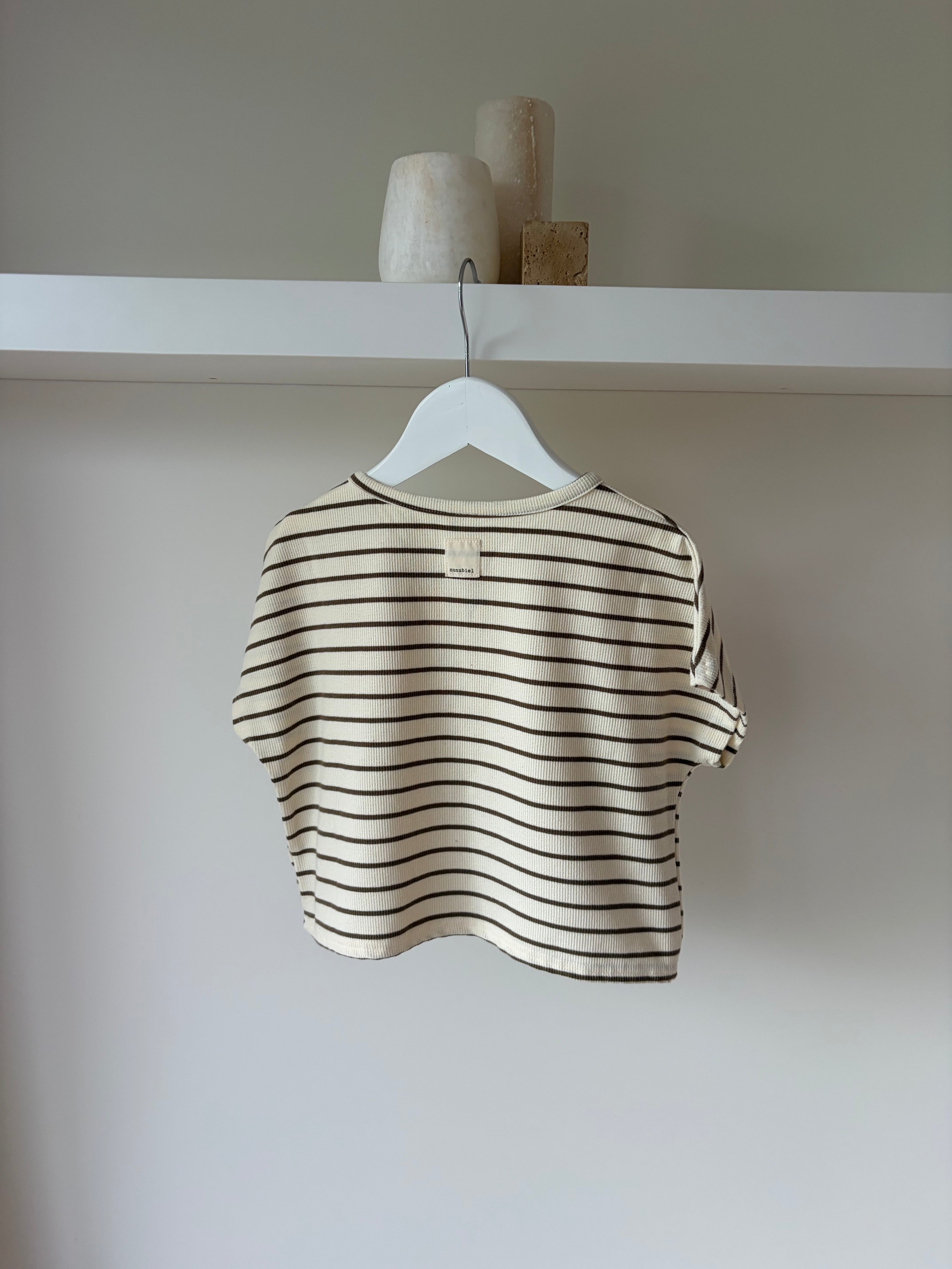 Oversized gestreept T-shirt - beige