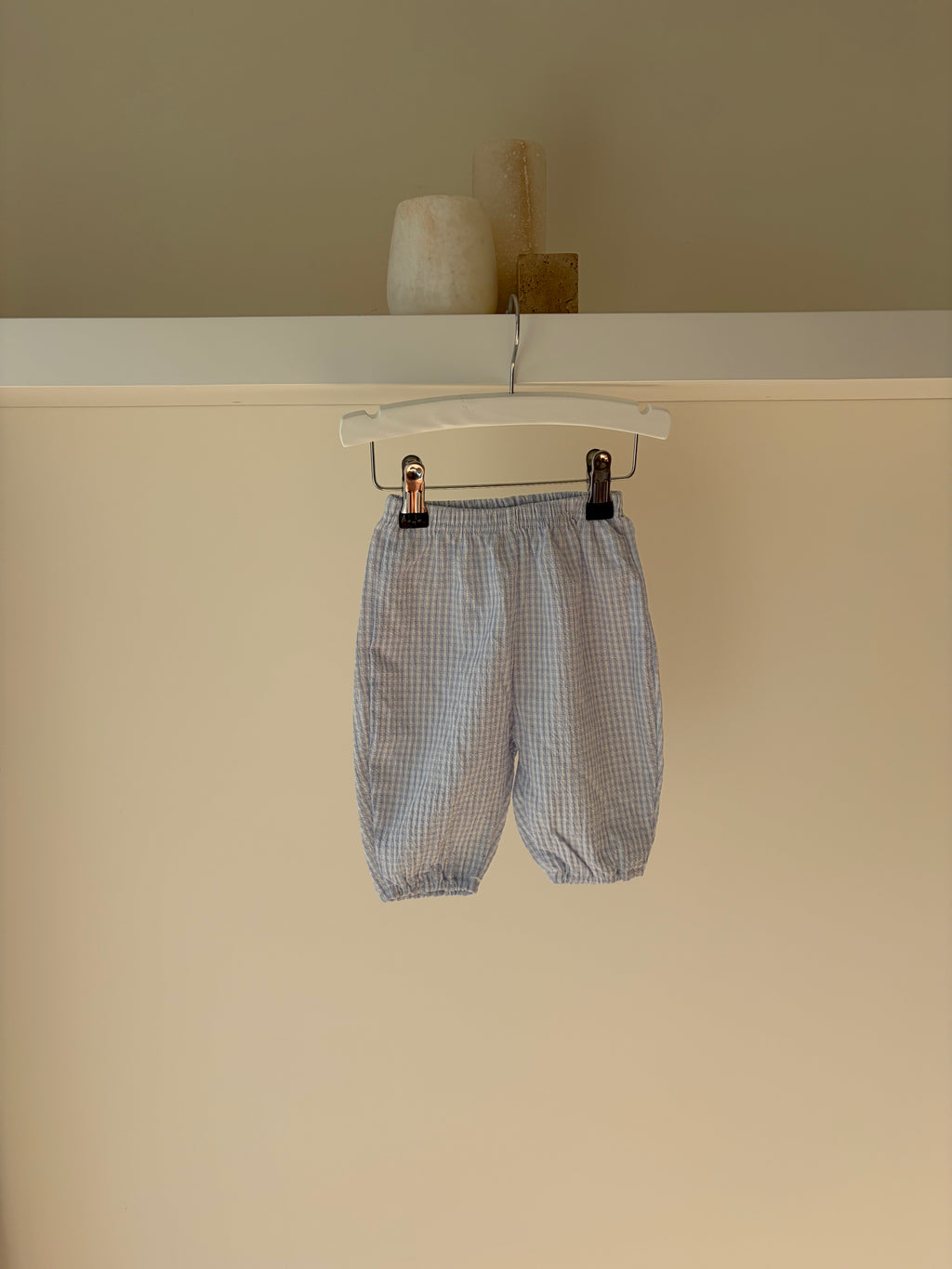 Lichtblauwe vichy broek