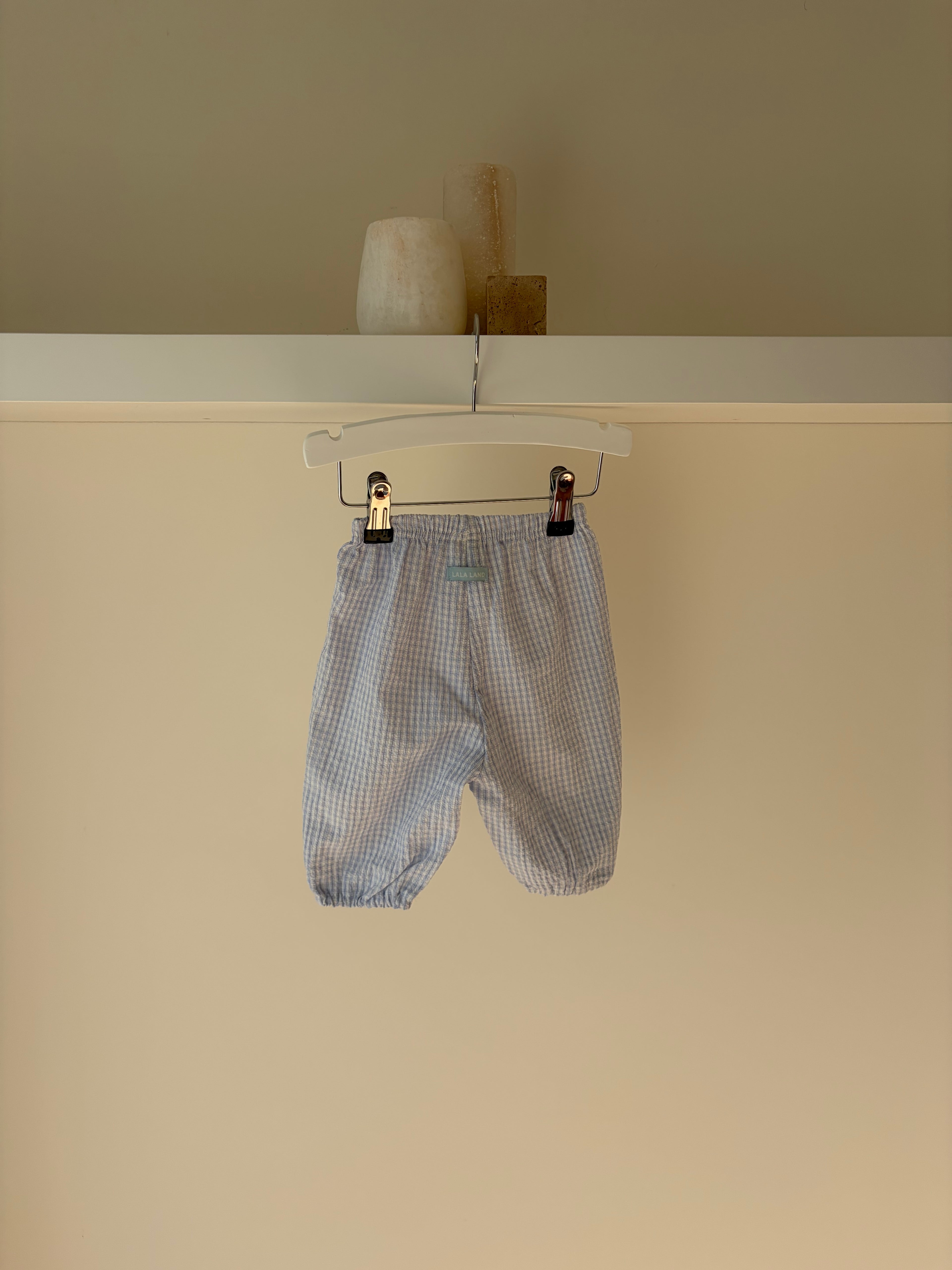 Lichtblauwe vichy broek
