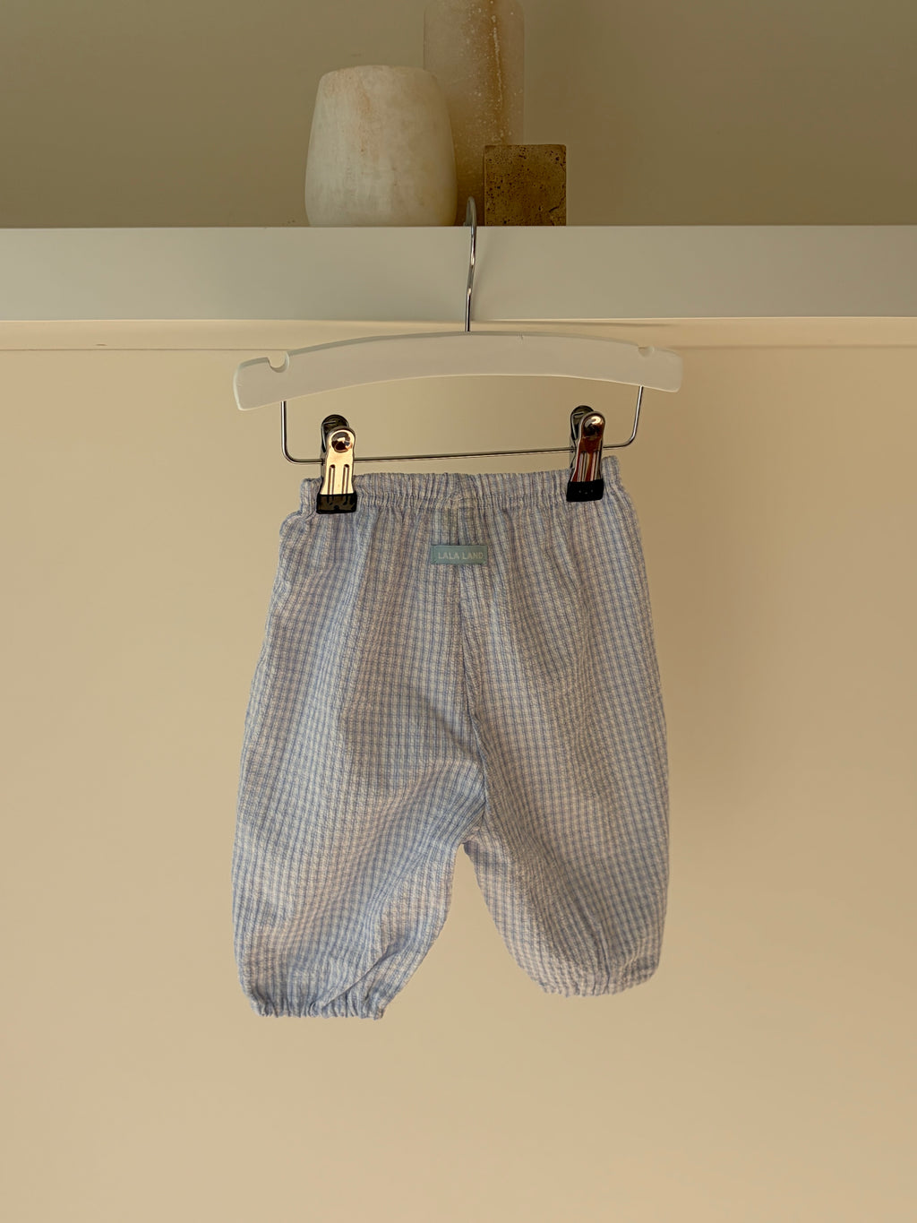 Lichtblauwe vichy broek