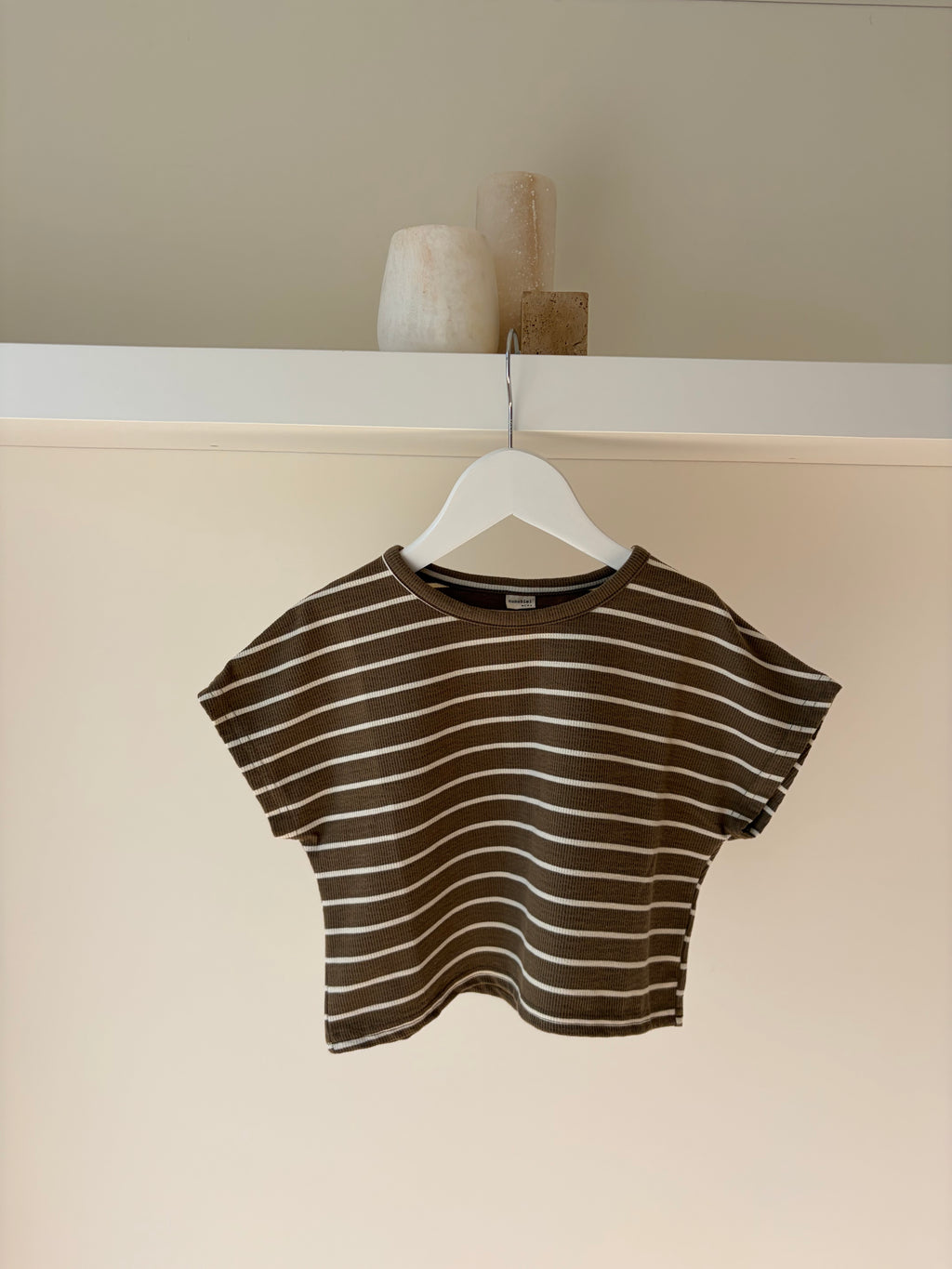 Oversized gestreept T-shirt - kaki