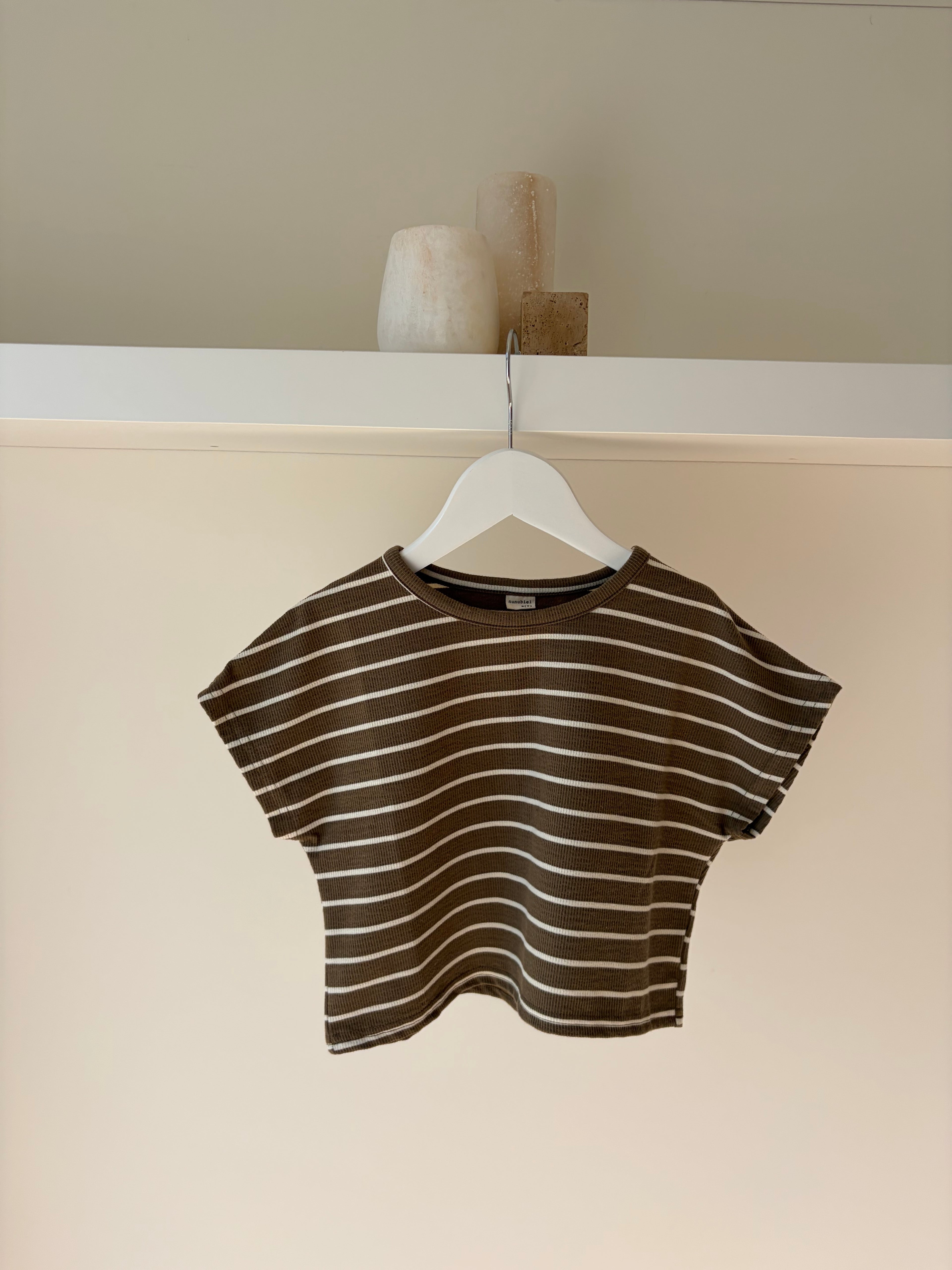 Oversized gestreept T-shirt - kaki