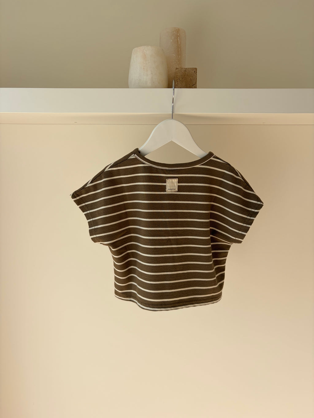 Oversized gestreept T-shirt - kaki