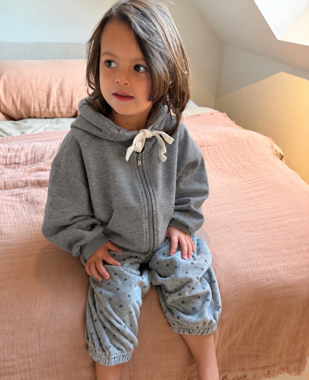Oversized hoodie met rits - grijs