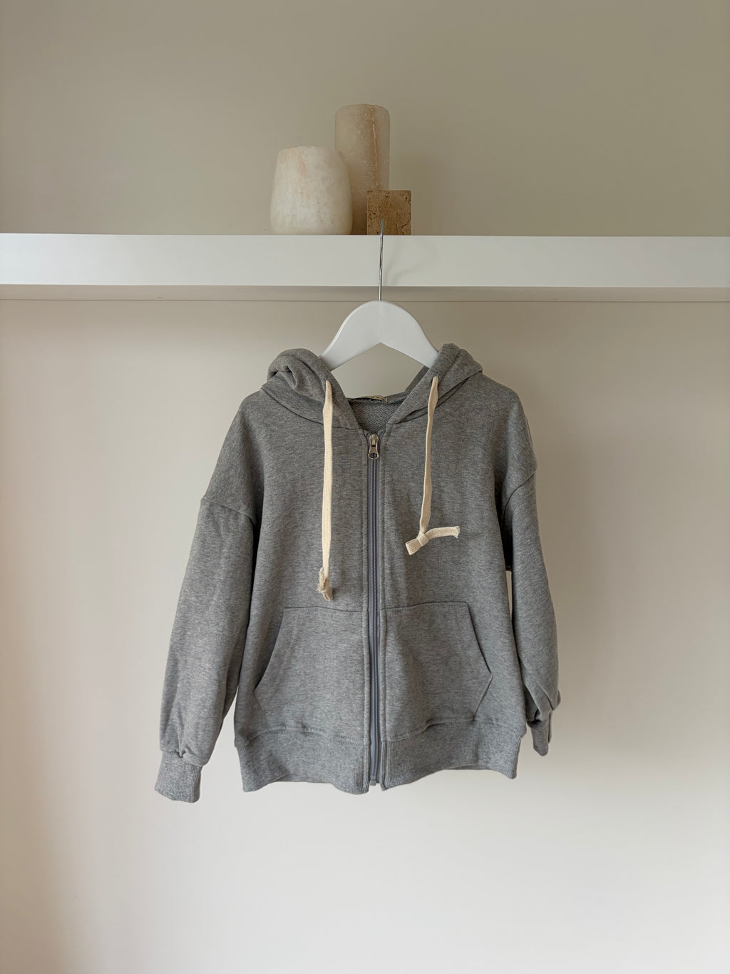Oversized hoodie met rits - grijs