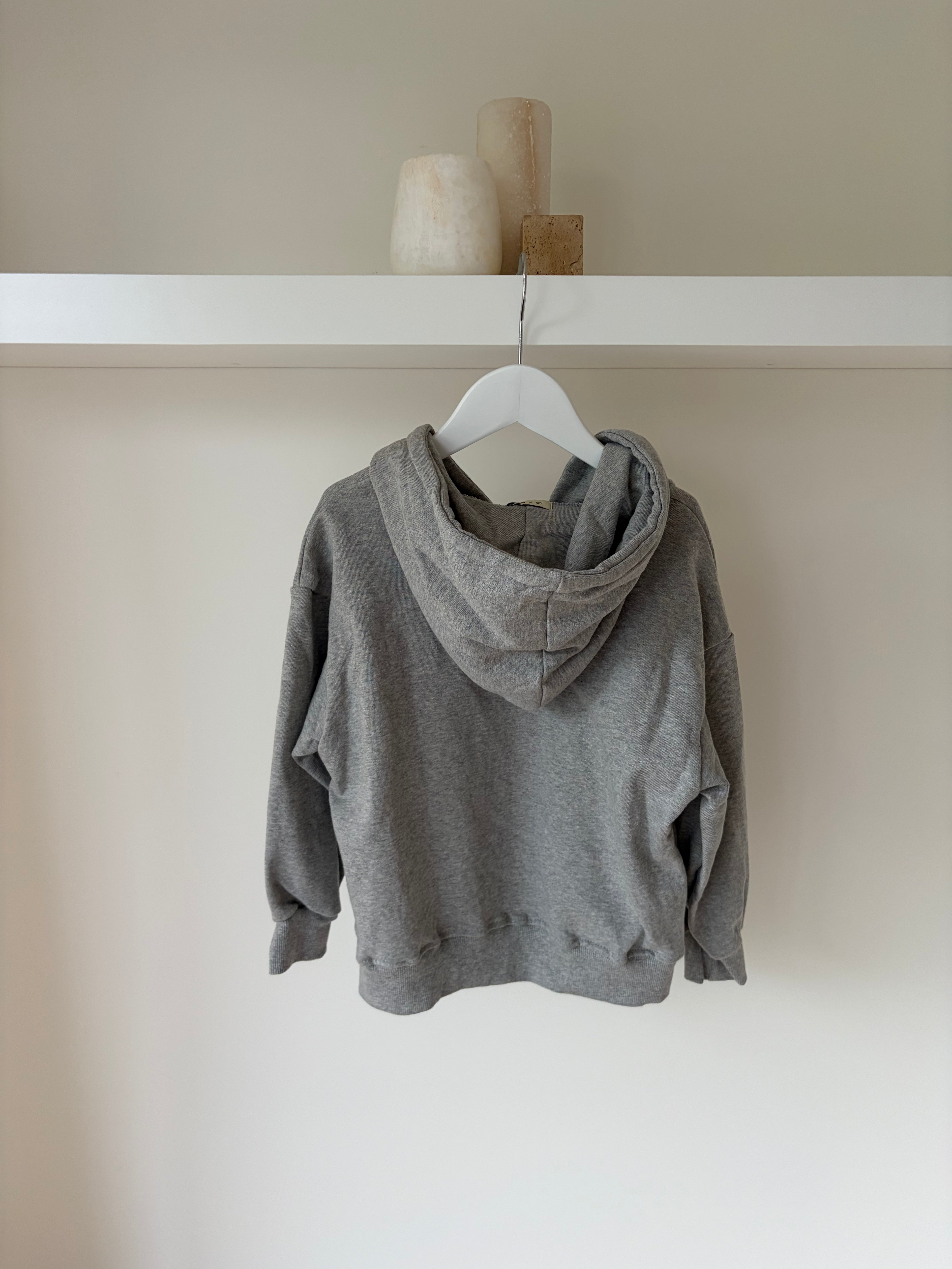 Oversized hoodie met rits - grijs