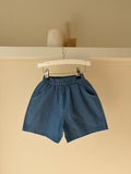 Blauwe baggy short - unisex met zakken