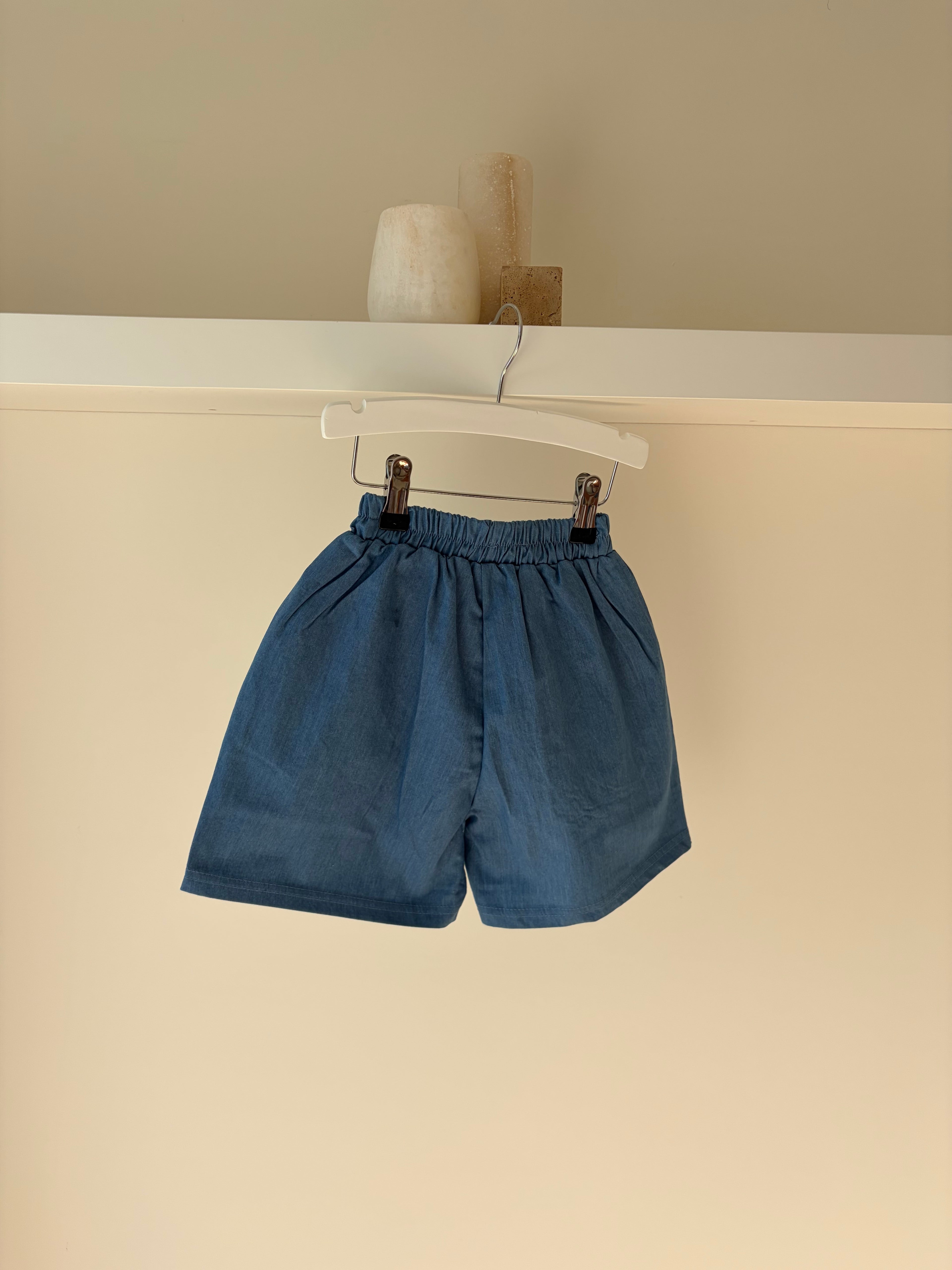 Blauwe baggy short - unisex met zakken