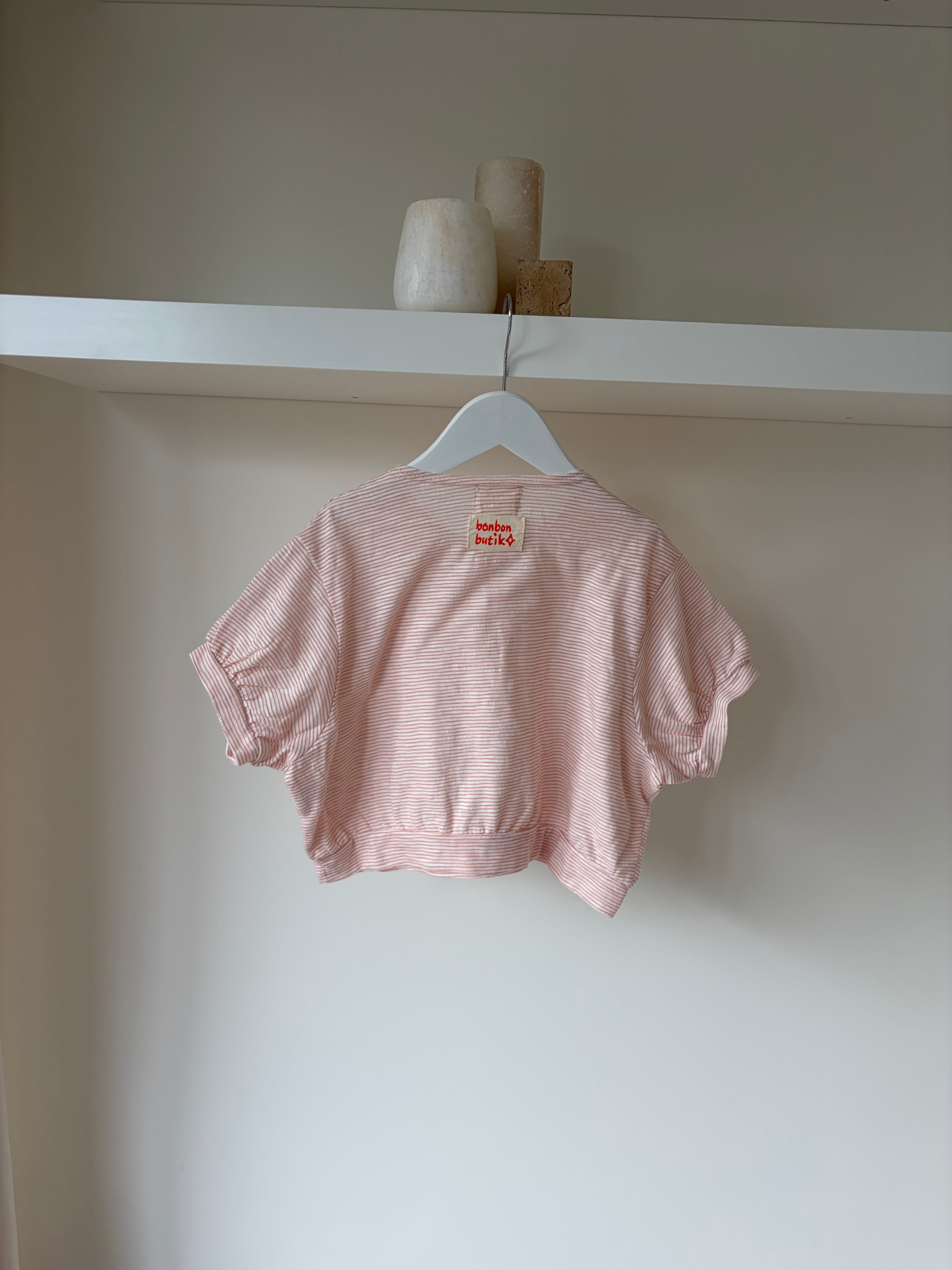 Paulette gestreepte pofmouw top 