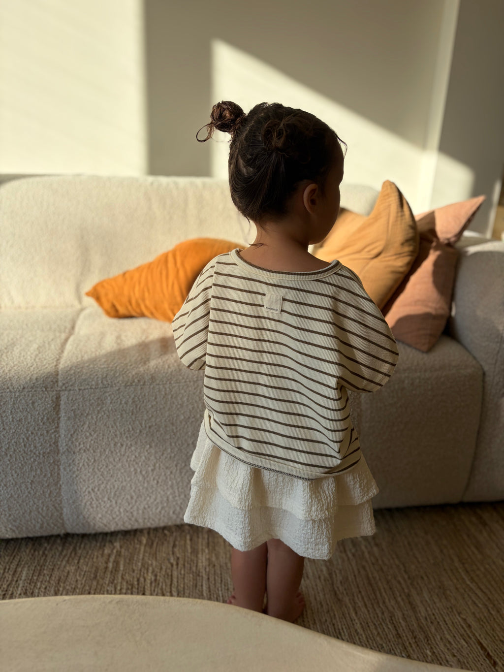 Oversized gestreept T-shirt - beige