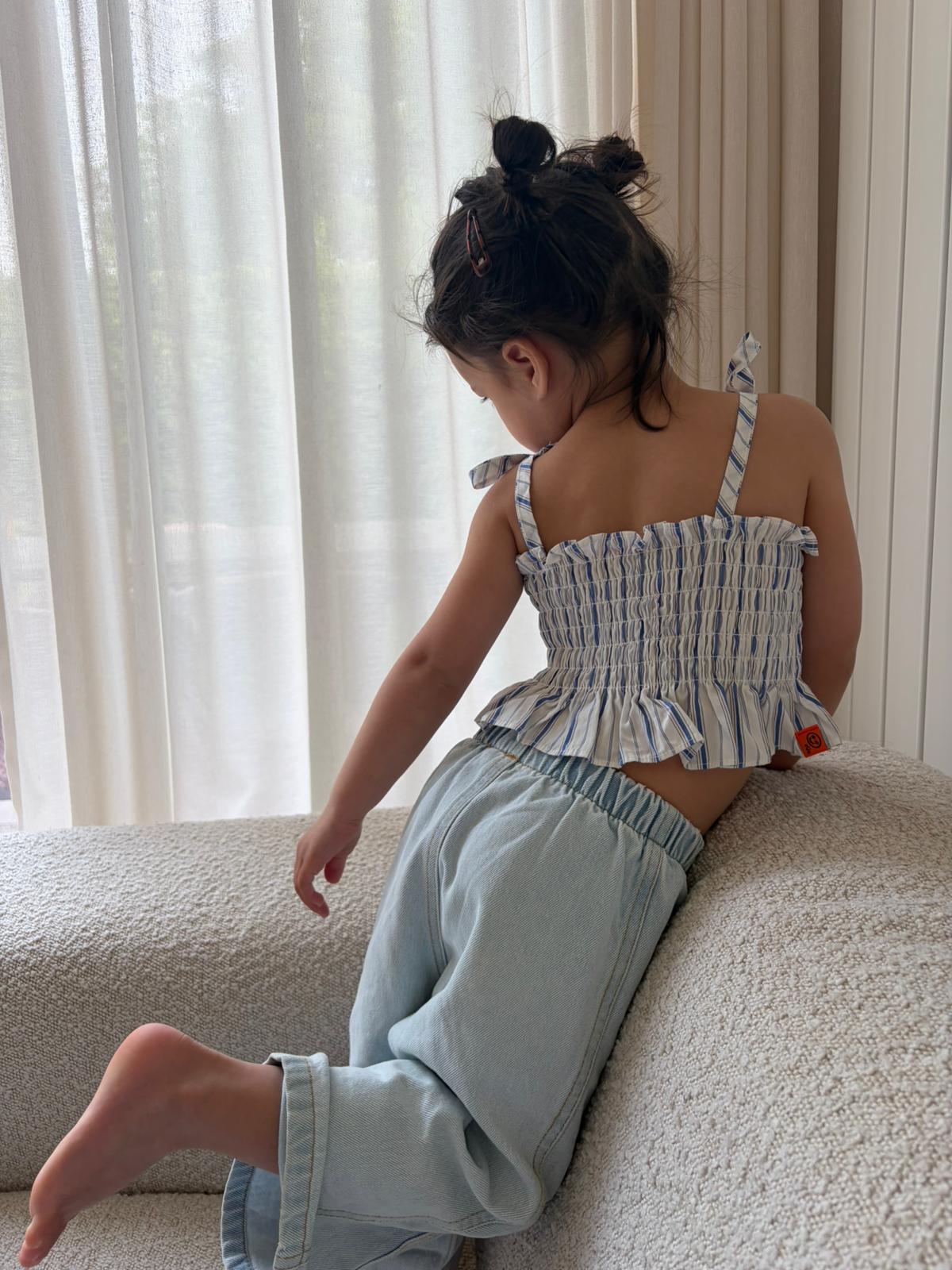 Chique gestreepte top met lintjes