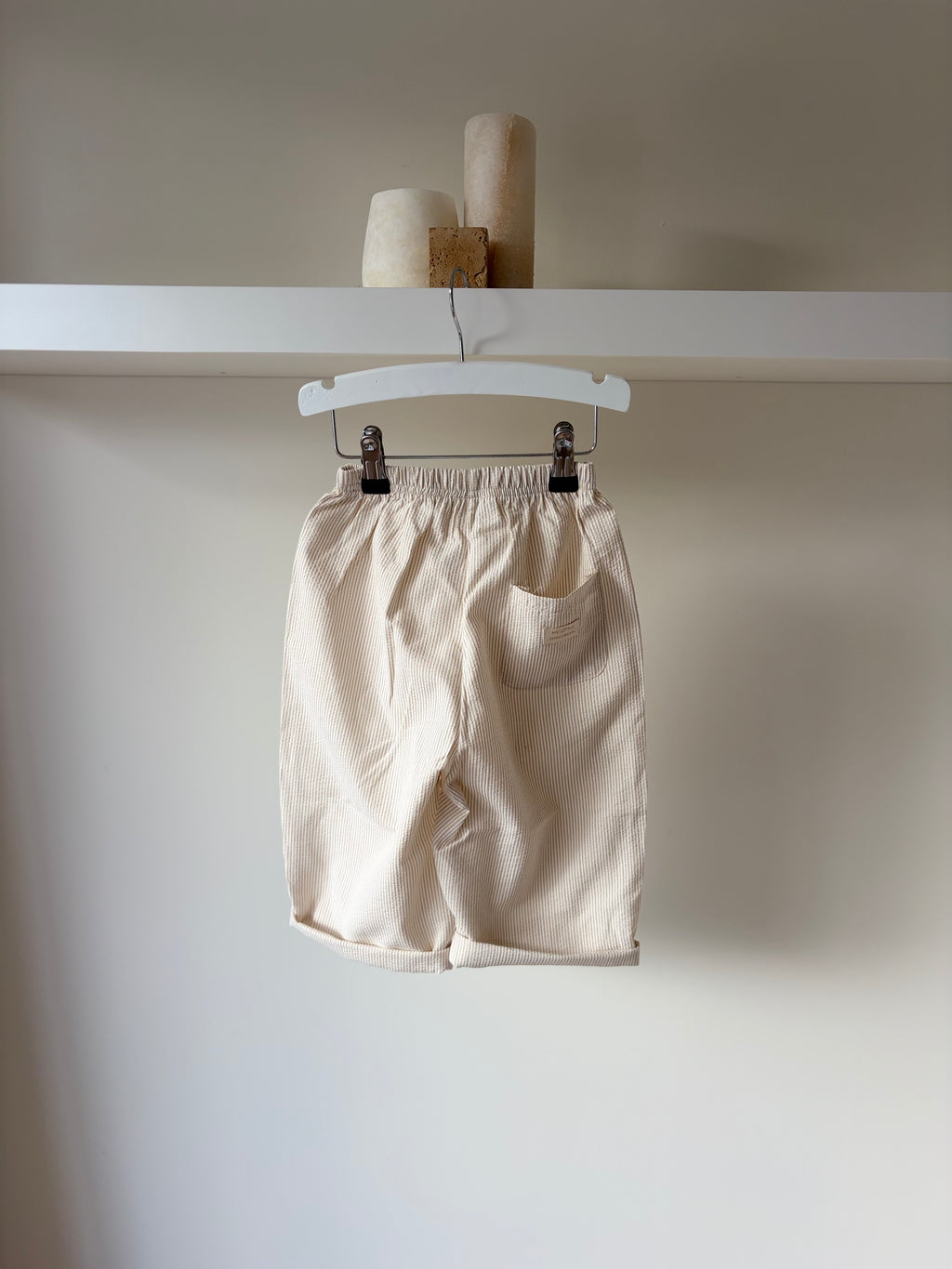 Crème & beige gestreepte broek