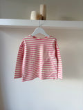 Roze gestreepte longsleeve met patches op de mouwen