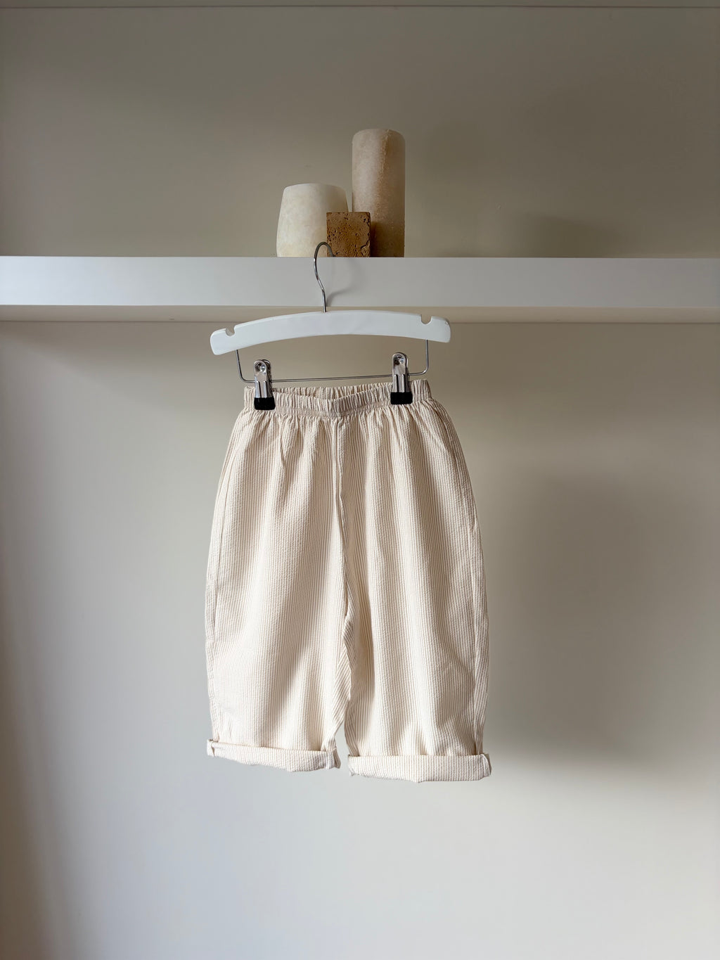 Crème & beige gestreepte broek